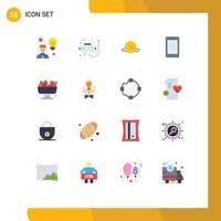 16 Flat Color concept for Websites Mobile and Apps food elearning location secure read Editable Pack of Creative Vector Design Elements