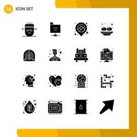 Pictogram Set of 16 Simple Solid Glyphs of home heater location fan india Editable Vector Design Elements