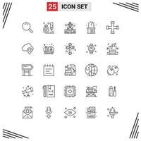 Pictogram Set of 25 Simple Lines of garage construction and tools building dresser home Editable Vector Design Elements