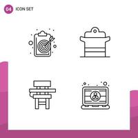 4 iconos creativos signos y símbolos modernos de la clase de cocina objetiva de la olla objetivo elementos de diseño vectorial editables vector