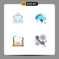 Modern Set of 4 Flat Icons and symbols such as document customer lightning city help Editable Vector Design Elements