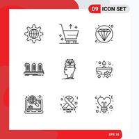 9 Creative Icons Modern Signs and Symbols of extraction tube seo sound analog Editable Vector Design Elements