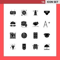 Set of 16 Modern UI Icons Symbols Signs for water clothing building clothes beach Editable Vector Design Elements