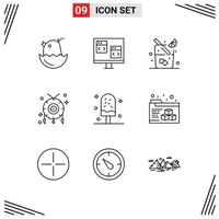 Group of 9 Outlines Signs and Symbols for dessert western development necklace accessories Editable Vector Design Elements