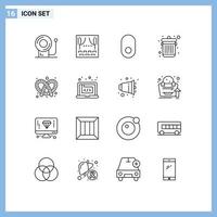 Universal Icon Symbols Group of 16 Modern Outlines of application dough mouse bread trash Editable Vector Design Elements