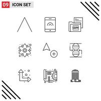 conjunto de 9 iconos modernos de la interfaz de usuario signos de símbolos para la carpeta de copia de concentración agregar elementos de diseño vectorial editables de flores vector