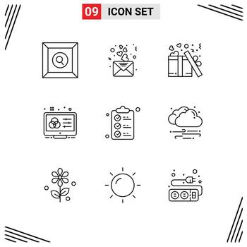9 Universal Outlines Set for Web and Mobile Applications document designer love control adjustment Editable Vector Design Elements