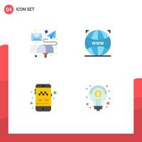 4 Thematic Vector Flat Icons and Editable Symbols of box mobile mail designing transport Editable Vector Design Elements