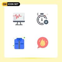 Universal Icon Symbols Group of 4 Modern Flat Icons of heart office medical fast clothes Editable Vector Design Elements