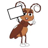 cute cockroach animal cartoon vector