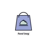 Vector sign food bag symbol is isolated on a white background. icon color editable.