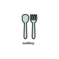 Vector sign cutlery symbol is isolated on a white background. icon color editable.