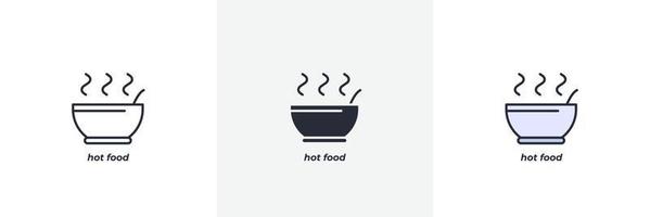 icono de comida caliente. línea, versión en color de contorno sólido y relleno, contorno y signo de vector relleno. símbolo de idea, ilustración de logotipo. gráficos vectoriales