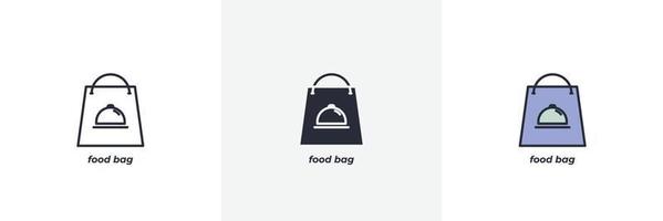 icono de bolsa de comida. línea, contorno sólido y relleno versión en color, contorno y signo de vector relleno. símbolo de idea, ilustración de logotipo. gráficos vectoriales