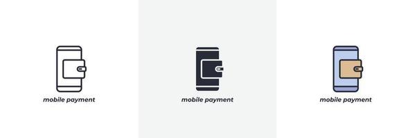 mobile payment icon. Line, solid and filled outline colorful version, outline and filled vector sign. Idea Symbol, logo illustration. Vector graphics