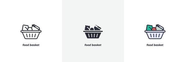 food basket icon. Line, solid and filled outline colorful version, outline and filled vector sign. Idea Symbol, logo illustration. Vector graphics