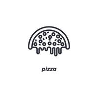 el símbolo de pizza de signo vectorial está aislado en un fondo blanco. color de icono editable. vector