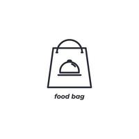 el símbolo de la bolsa de comida de signo vectorial está aislado en un fondo blanco. color de icono editable. vector