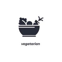 el símbolo vegetariano de signo vectorial está aislado en un fondo blanco. color de icono editable. vector