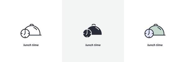 icono de la hora del almuerzo. línea, versión en color de contorno sólido y relleno, contorno y signo de vector relleno. símbolo de idea, ilustración de logotipo. gráficos vectoriales