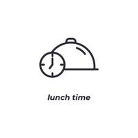 el símbolo de la hora del almuerzo de signo vectorial está aislado en un fondo blanco. color de icono editable. vector