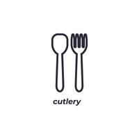 Vector sign cutlery symbol is isolated on a white background. icon color editable.