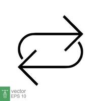 Double reverse arrow, replace icon. Simple outline style. Transfer, switch, swap, flip, change, exchange linear sign on white background. Thin line vector illustration. EPS 10.