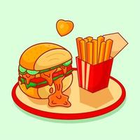 burger and fries menu,suitable for the needs of social media post elements vector