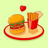 burger and fries menu,suitable for the needs of social media post elements vector