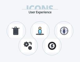 paquete de iconos llenos de línea de experiencia de usuario 5 diseño de iconos. desarrollo . código abajo . engranaje vector