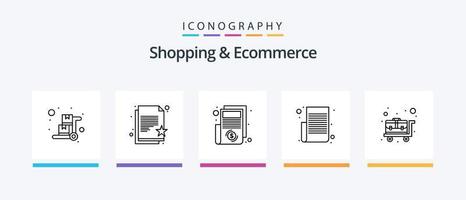 Shopping and Ecommerce Line 5 Icon Pack Including shop. shopping. id. location. world. Creative Icons Design vector