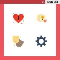 Stock Vector Icon Pack of 4 Line Signs and Symbols for heart persona idea staff cog Editable Vector Design Elements