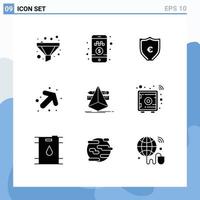 Mobile Interface Solid Glyph Set of 9 Pictograms of tools designer money design up Editable Vector Design Elements