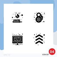 Modern Set of Solid Glyphs and symbols such as campfire design flame celebrate plan Editable Vector Design Elements