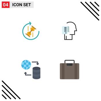 Group of 4 Modern Flat Icons Set for puzzle tasks puzzle list world Editable Vector Design Elements