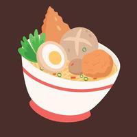 bakso sabroso vector de dibujos animados de comida indonesia