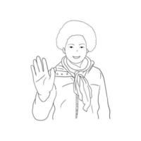 illustration of people waving in greeting vector