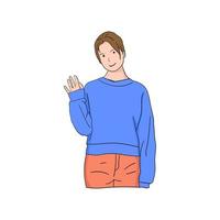 illustration of people waving in greeting vector