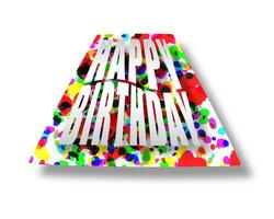 birthday card templates. Celebration congratulation text with colorful paint sprinkles. vector