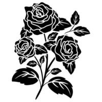 silhouette black motif rose flower blooming vector