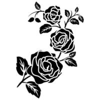 silhouette black motif rose flower blooming vector