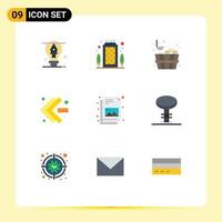 User Interface Pack of 9 Basic Flat Colors of bar file bucket document fast forward Editable Vector Design Elements
