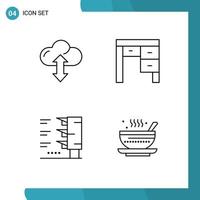 Set of 4 Commercial Filledline Flat Colors pack for cloud traffic light down furniture soup Editable Vector Design Elements