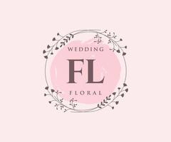 FL Initials letter Wedding monogram logos template, hand drawn modern minimalistic and floral templates for Invitation cards, Save the Date, elegant identity. vector