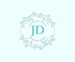 JD Initials letter Wedding monogram logos template, hand drawn modern minimalistic and floral templates for Invitation cards, Save the Date, elegant identity. vector