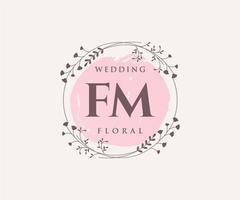 FM Initials letter Wedding monogram logos template, hand drawn modern minimalistic and floral templates for Invitation cards, Save the Date, elegant identity. vector