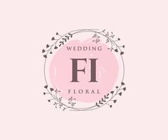 FI Initials letter Wedding monogram logos template, hand drawn modern minimalistic and floral templates for Invitation cards, Save the Date, elegant identity. vector