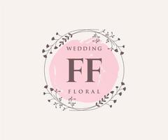 FF Initials letter Wedding monogram logos template, hand drawn modern minimalistic and floral templates for Invitation cards, Save the Date, elegant identity. vector