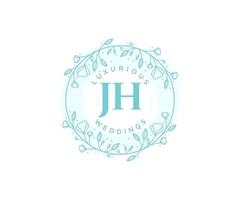 JH Initials letter Wedding monogram logos template, hand drawn modern minimalistic and floral templates for Invitation cards, Save the Date, elegant identity. vector