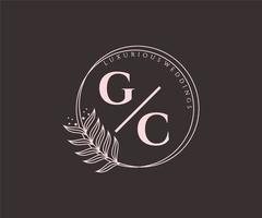 GC Initials letter Wedding monogram logos template, hand drawn modern minimalistic and floral templates for Invitation cards, Save the Date, elegant identity. vector